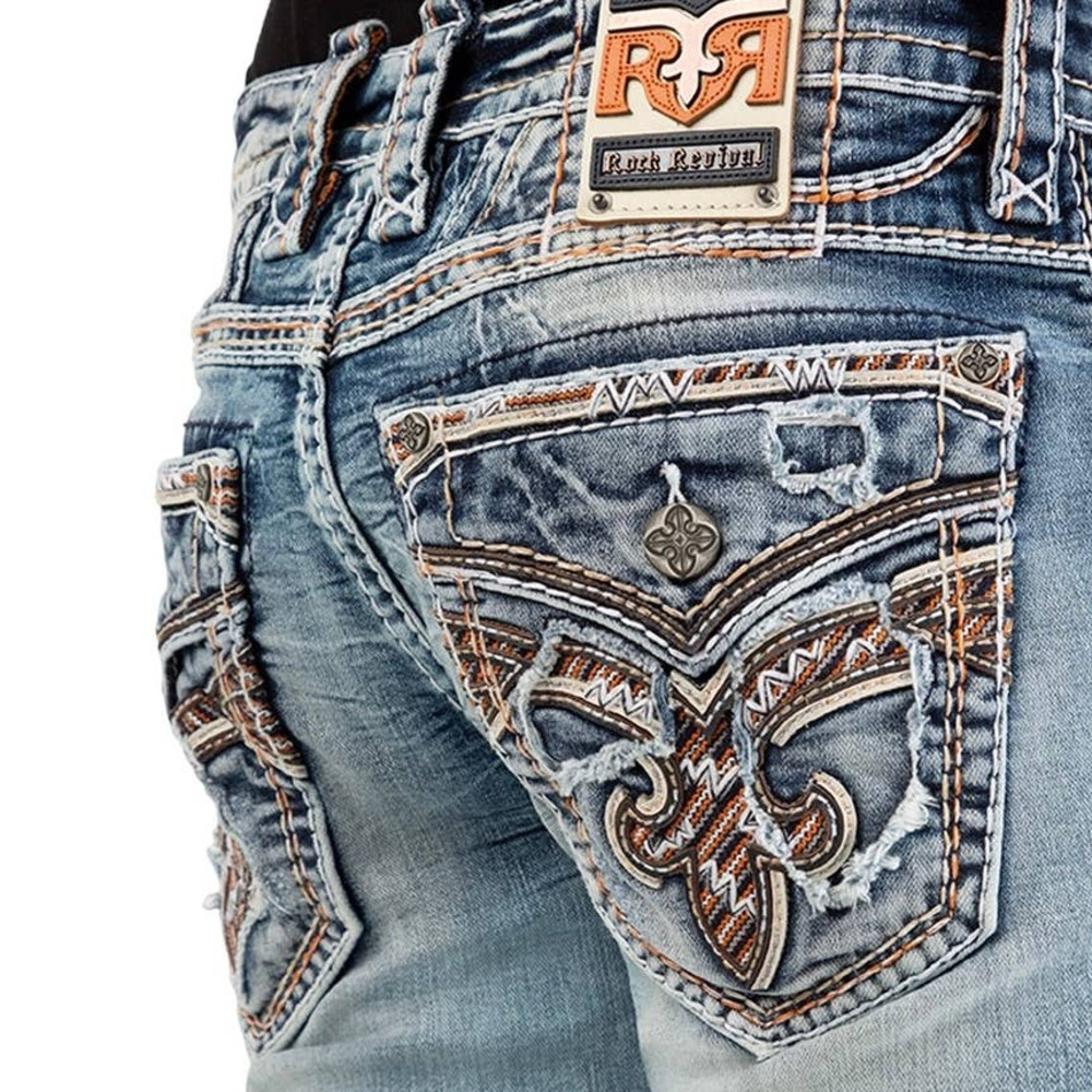 ROCK REVIVAL Men's SAFFRON STRAIGHT LEG Jeans LIGHT WASH Size 42.